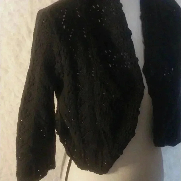 Grace Elements Crochet Cropped Sweater Cardigan Size PM - Picture 3 of 8